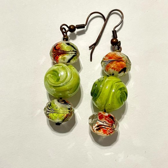 Jewelry - Triple Glass Bead Earrings